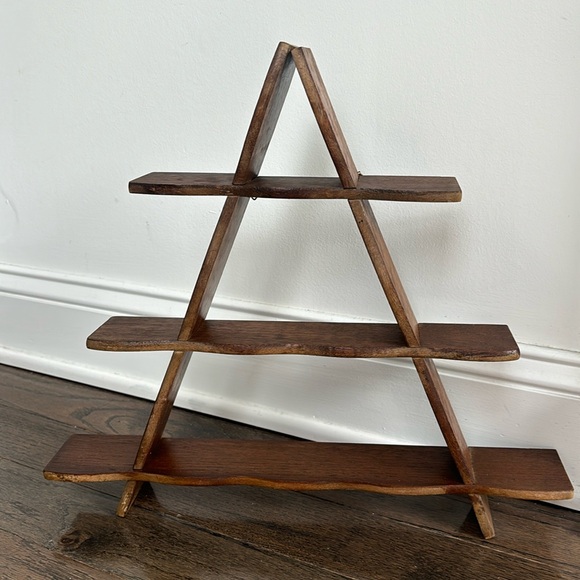 Other - Vintage shelf, wood, triangle, 3 shelves, sit or hang, 15x17x3”